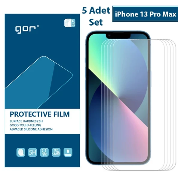 GOR iPhone 13 Pro Max Darbe Emici Ekran Koruyucu Jelatin 5 Adet Set-(5775) ürün görseli 1