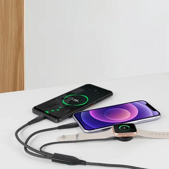 Ally 2x Type-c 100W-27W + Apple Watch İçin Type-c Şarj Kablosu-(5775) ürün görseli 1