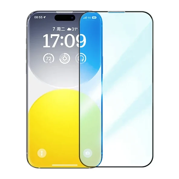 Baseus Crystalline iPhone 15 Pro Full Koruma Anti Mavi Işık Tempered Cam Ekran Koruyucu-(5775) ürün görseli 1