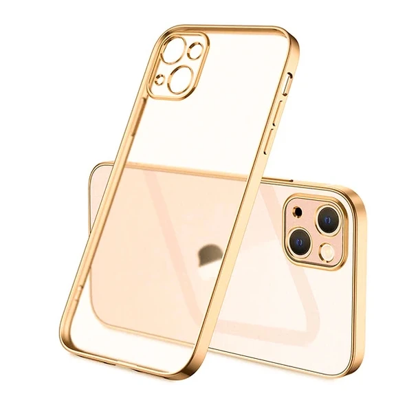 iPhone 13 6.1inç Renkli Kenar Şeffaf Kılıf Kamera Korumalı Silikon Kılıf-(5775) ürün görseli 1