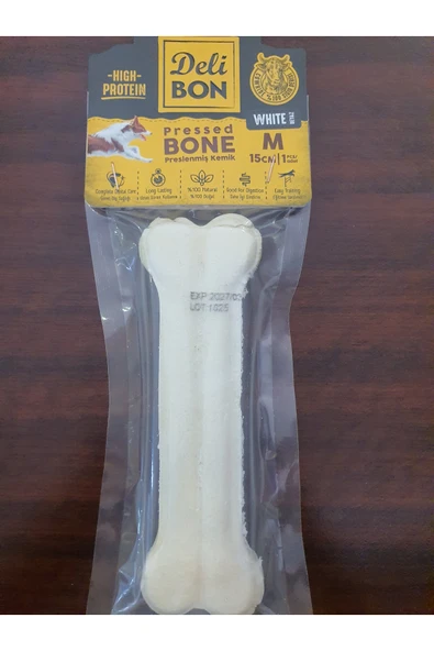 PATİLİMARKET preslenmiş kemik 15 cm beyaz ürün görseli 1