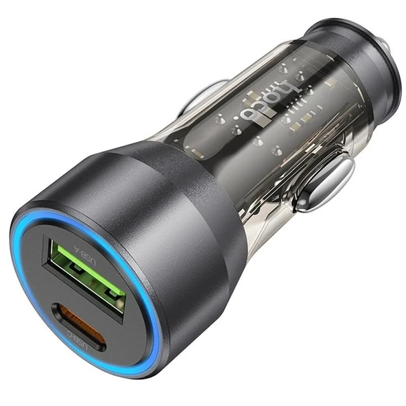 HOCO NZ12A Action PD43W USB + Type-C Hızlı Şarj Araç Çakmaklı Şarj Aleti-(5775) ürün görseli 1