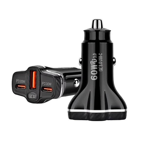 ALLY PD62 2xType-C + USB 78W Araç Çakmaklık Hızlı Şarj Aleti Araç Şarjı-(5775) ürün görseli 1