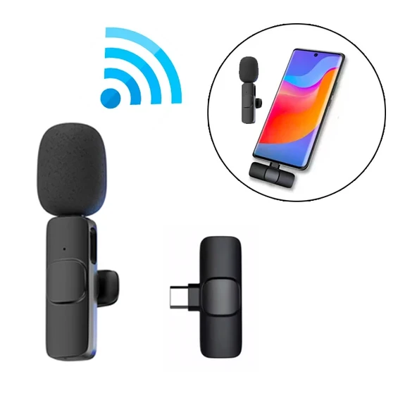 Ally K8 Lightning iPhone Tak Konuş Wireless Kablosuz Mini Yaka Mikrofonu Canlı Yayın Mikrofonu-(5775) ürün görseli 1