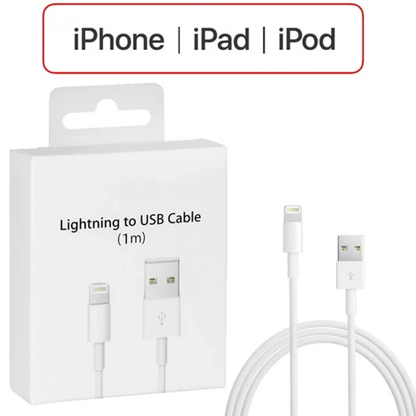 İPhone 14-13-12-11 XR XS 8-7 Lİghtİng 1metre Usb Şarj Kablosu-(5775) ürün görseli 1