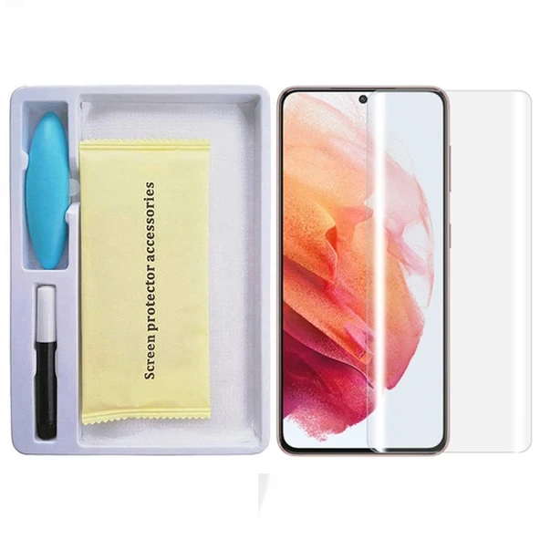 SM Galaxy S21 Full Uv Liquid+uv Işık 3DKırılmaz Cam Ekran Koruyucu-(5775) ürün görseli 1