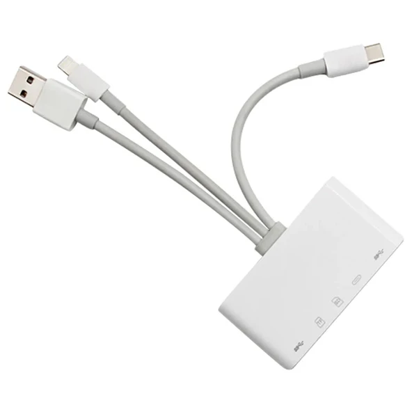 ALLY 3 İN1  İPhone+Usb C+ Usb A Kamera Okuyucu Kart Okuyucu-(5775) ürün görseli 1