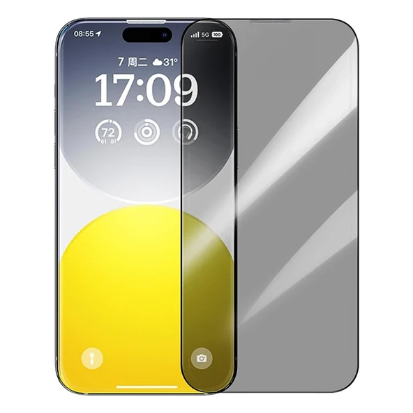 Baseus Crystalline iPhone 15 Pro Max Privacy Hayalet Full Koruma Cam Ekran Koruyucu-(5775) ürün görseli 1