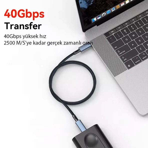 ALLY 40Gbps 240W Type-C 8K Görüntü ve Hızlı Data Şarj Kablosu-(5775) - Resim 4
