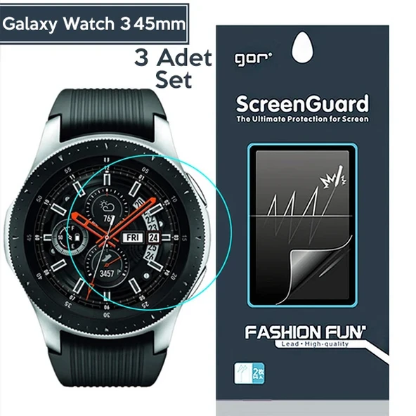 Gor Sm Galaxy Watch 3 45mm Darbe Emici Ekran Koruyucu 3 Adet Set-(5775) ürün görseli 1