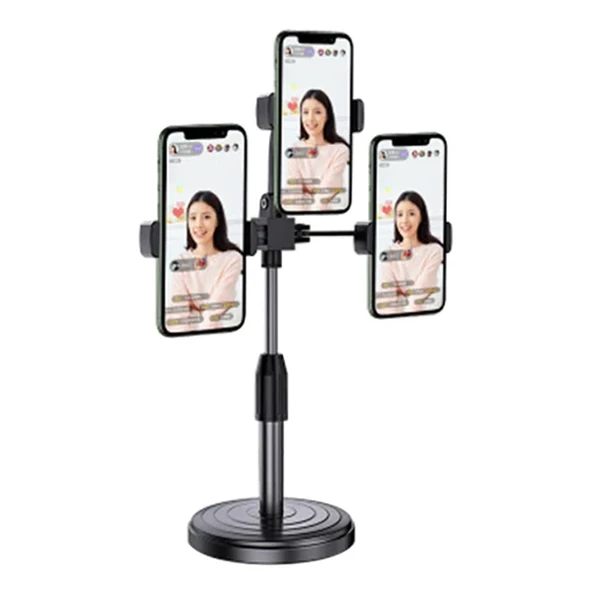 Ally Tripod Üçlü Telefon Tutucu Stand Youtuber Canlı Yayın Selfie Tiktok Makeup-(5775) ürün görseli 1