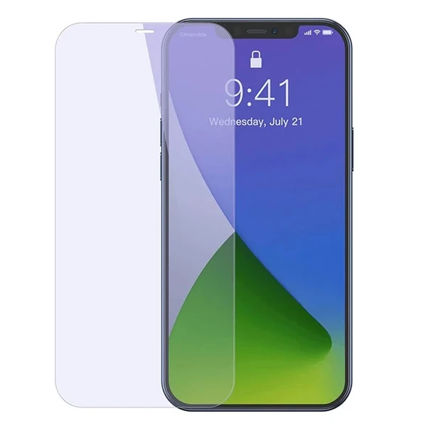 Baseus İPhone 12/12 PRO 6.1 0.3mm Antiblue Cam Ekran Koruyucu 2Adet-(5775) ürün görseli 1