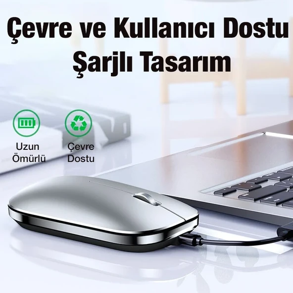 ALLY MC 502 Kablosuz 2.4 Bluetooth Mouse Type-C Şarjlı Premium-(5775) - Resim 5