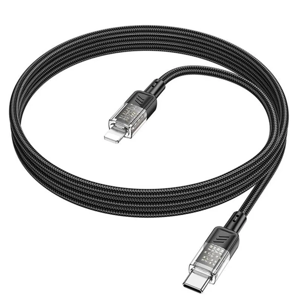 Hoco U129 Transparan Type-C to Lightning  Data ve Şarj Kablosu 1m-(5775) - Resim 2