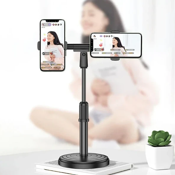ALLY Masaüstü Çift Telefon Tutucu Stand - Resim 4