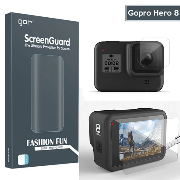 GOR Gopro Hero 8 2in1 Darbe Emici Ekran Koruyucu 2 SET-(5775) ürün görseli 1