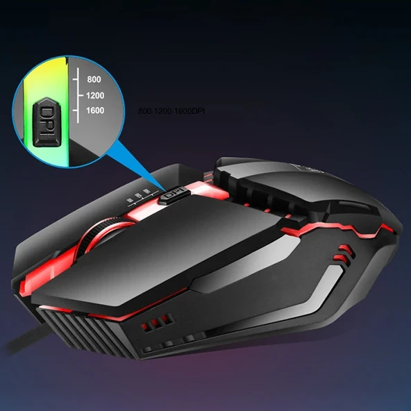ALLY K3  Işıklı Kablolu Oyuncu- Gaming Mouse-(5775) - Resim 4