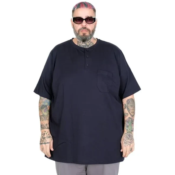 Büyük Beden Erkek Armut Tshirt  26210 LACİVERT ürün görseli 1