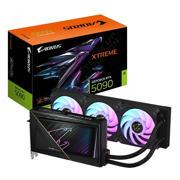 GIGABYTE GV-N5090AORUSX W-32GD, RTX5090, XTREME WATERFORCE, 32Gb, GDDR7, 512BIT, 3 Fanlı, 1xHDMI, 3xDP, GAMING Ekran KARTI ürün görseli 1