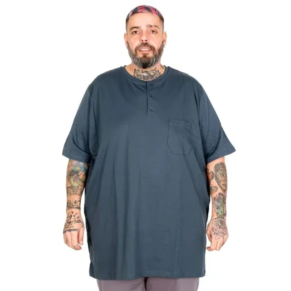 Büyük Beden Erkek Armut Tshirt  26210 PETROL YEŞİLİ ürün görseli 1