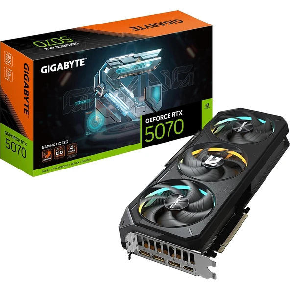 GIGABYTE VGA NVIDIA 12GB GDDR7 RTX5070 GAMING OC GV-N5070GAMING OC-12GD 192BIT/3XDP/1XHDMI/3XFAN GPU Ekran Kartı ürün görseli 1