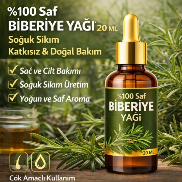 %100 Saf Biberiye Yağı 20 ML  Soğuk Sıkım, Doğal & Katkısız ürün görseli 1
