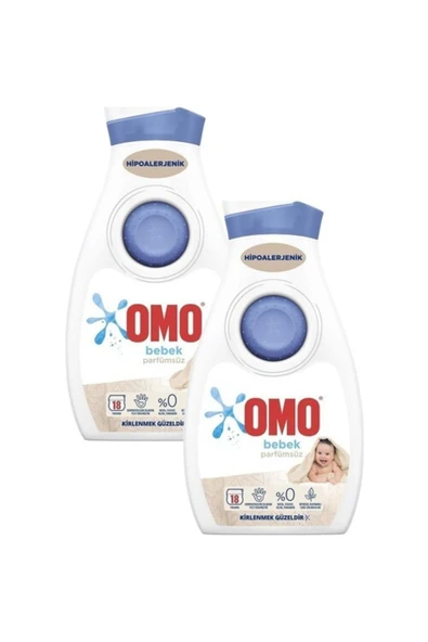 Omo Bebek Parfümsüz Hassas Ciltler Için Sıvı Çamaşır Deterjanı 900 Ml * 2 Adet 36 Yıkama ürün görseli 1