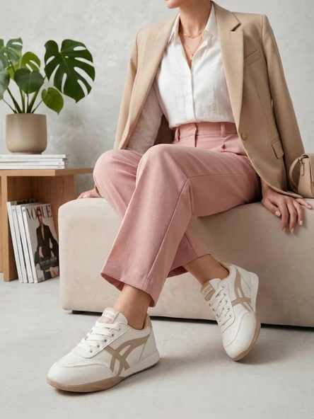 Potinonline 5850 Kadın Yanı Çizgili Comfort Sneaker Ayakkabı ürün görseli 1