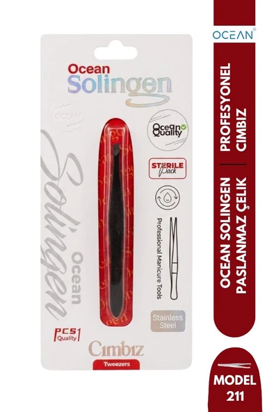 Ocean Solingen cımbız Siyah İnce Uçlu ASU-211 ürün görseli 1