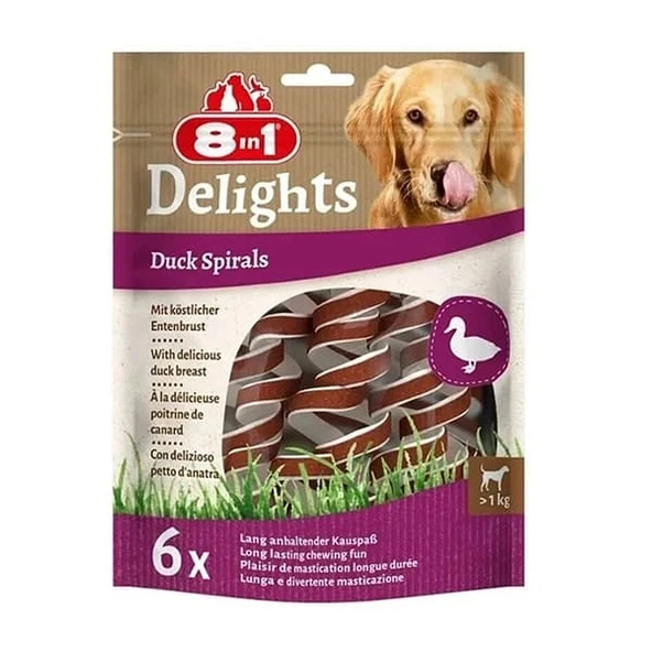 8 İn 1 Delights Duck Spirals Ördekli Burgu Köpek Ödülü 6'lı, 60 Gr ürün görseli 1