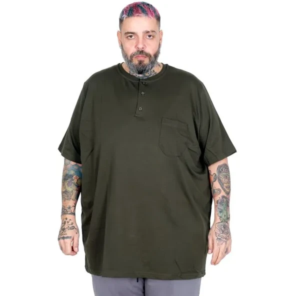 Büyük Beden Erkek Armut Tshirt  26210 HAKİ ürün görseli 1