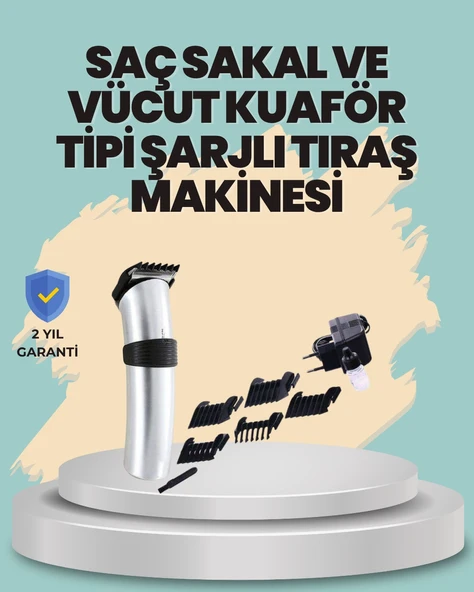 Profesyonel Erkek Tıraş Makinesi – Kablosuz, Paslanmaz Bıçaklı Ve Tam Aksesuar ürün görseli 1