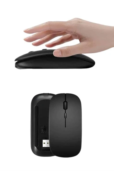 Kablosuz Mouse Fare Şarjlı Bluetooth Wireless Çift Modlu Sessiz - Resim 3