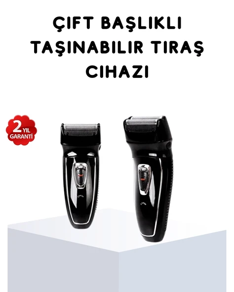 Kablosuz Tıraş Makinesi Çift Başlıklı Kuru Tıraş Folyo Başlık Şarj Göstergeli ürün görseli 1
