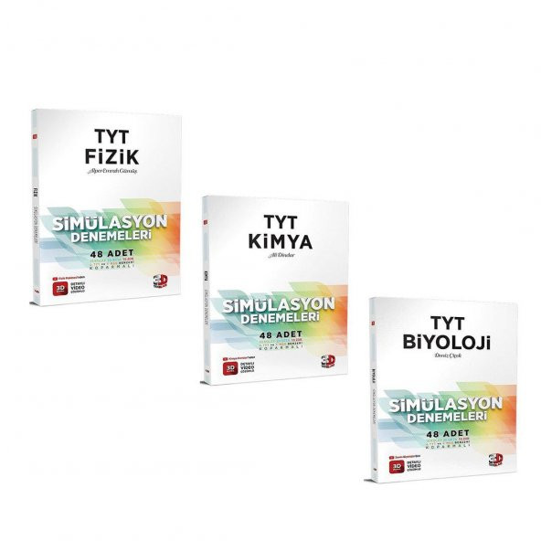 3D Yayınları TYT Fizik Kimya ve Biyoloji Deneme Seti 3 Kitap ürün görseli 1