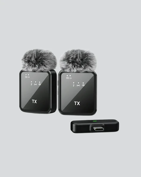 2in1 Kablosuz Yaka Mikrofonu İos Ve Android Uyumlu - Resim 4
