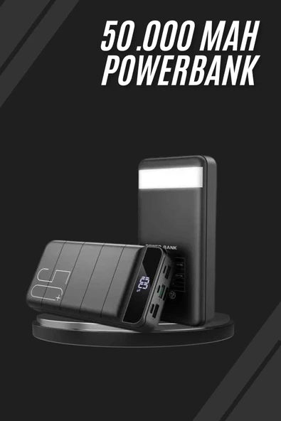 Taşınabilir Powerbank 50.000 Mah 4 Girişli Hızlı Şarj Led Göstergeli Fenerli Şarj ürün görseli 1