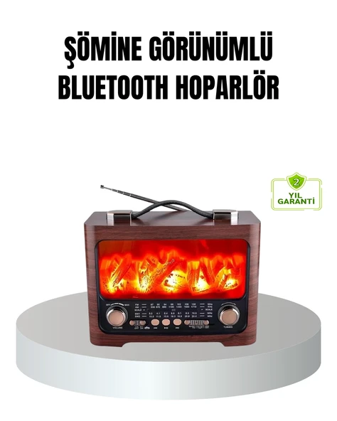 Solar Şarjlı Şömine Alev Efektli Bluetooth Hoparlör 7w Taşınabilir Ses Sistemi ürün görseli 1