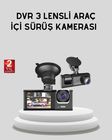 Full Hd Üç Kameralı Araç Kamerası 170° Geniş Açılı Ve Park Destekli ürün görseli 1