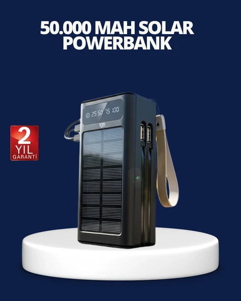 Güneş Panelli Powerbank Led Işıklı Taşınabilir Şarj Cihazı ürün görseli 1