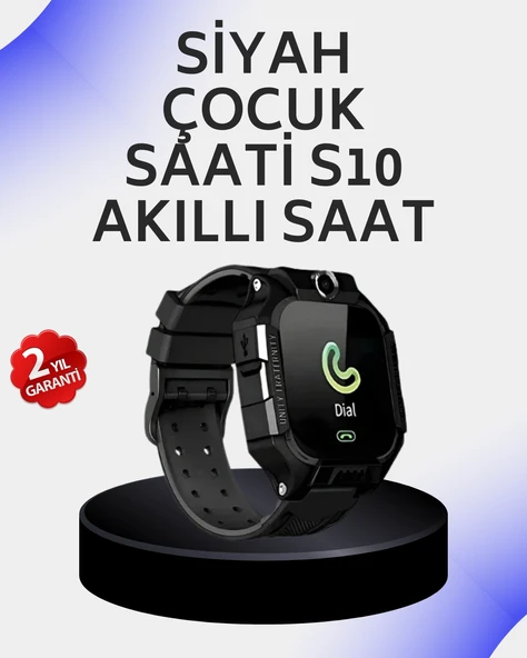 S10 Akıllı Çocuk Saati Siyah Tasarım Adımsayar Ve Alarm Fonksiyonu ürün görseli 1