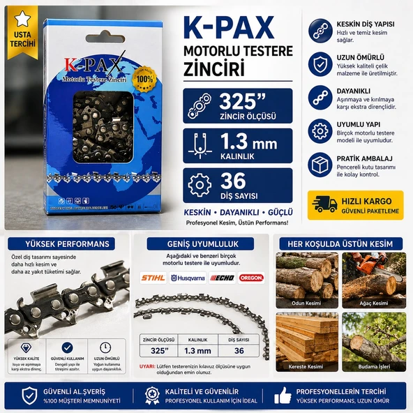 K-PAX GOLD 325 1.3 36 DİŞ MOTORLU TESTERE ZİNCİRİ ürün görseli 1