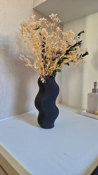 3D Baskı Dalgalı Tasarım Dekoratif Vazo ürün görseli 1
