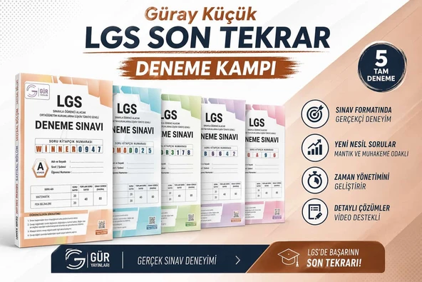 GÜR YAYINLARI LGS SON TEKRAR DENEME KAMPI 5 DENEME!!! ürün görseli 1