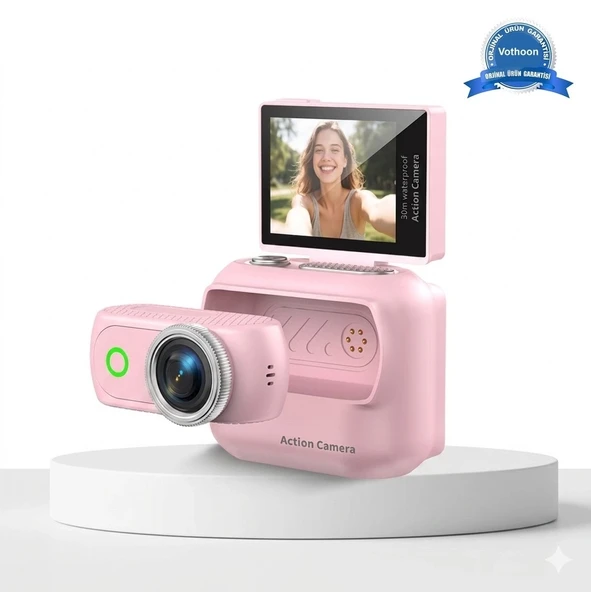 1080p Dijital Video Kamera (32gb) Kart Dijital Vlog Fotoğraf Makinesi  Türkçe Pembe ürün görseli 1