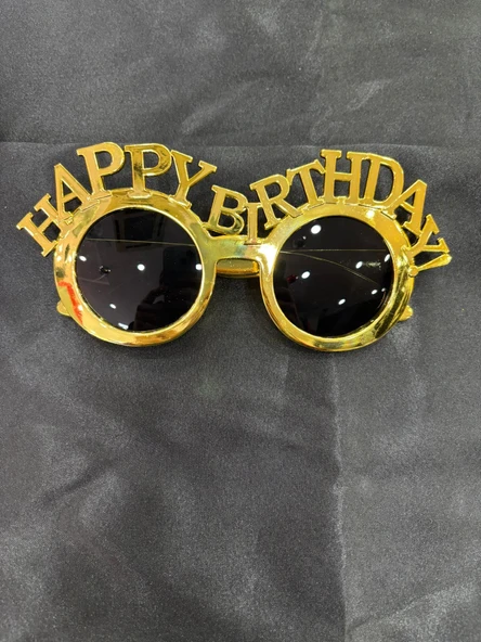 Gold Renk Happy Birthday Eğlenceli Parti Gözlüğü ürün görseli 1