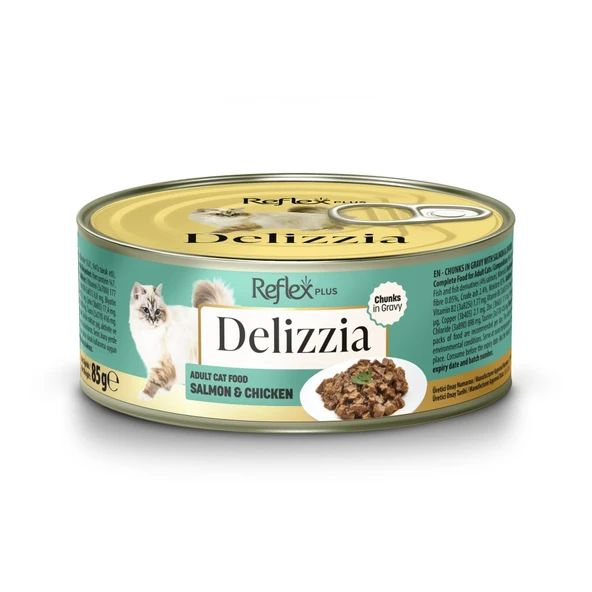 Reflex Plus Delizzia Sos İçinde Somonlu ve Tavuklu Parça Etli Yetişkin Kedi Konservesi 85 Gr x 12 Adet ürün görseli 1