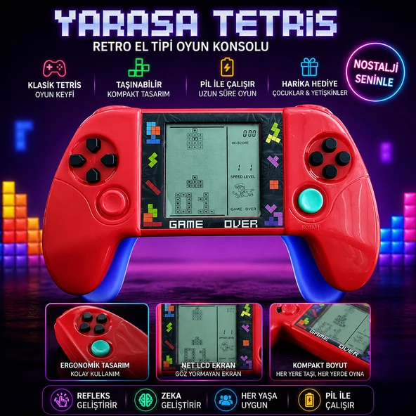 Yarasa Tasarımlı Tetris Oyun Konsolu Retro El Tipi Mini Game Boy Eğlence Oyuncağı ürün görseli 1