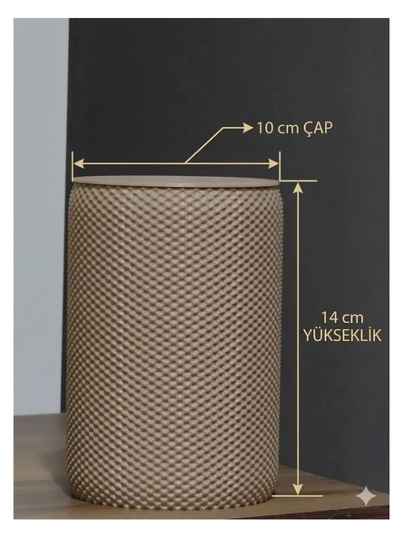 Nesli Dekor Mini Masaüstü Çöp Kovası - Bej - Resim 4