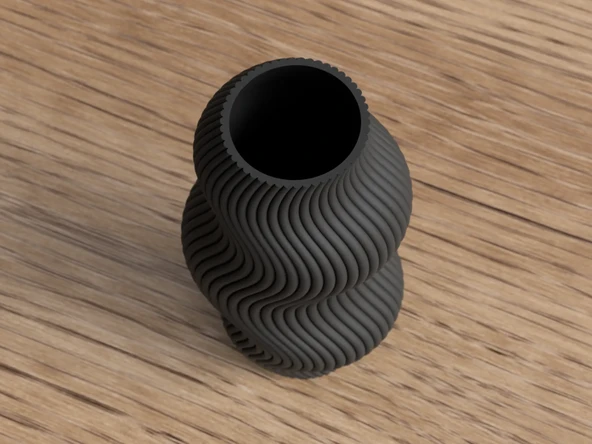 3D Baskı Dalgalı Tasarım Dekoratif Vazo - Resim 2